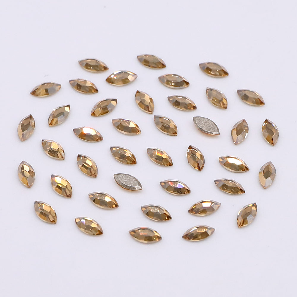 Navette Shape Multi Colors Small Size Glass Beveled Flat Back Fancy Rhinestones For Nail Art WholesaleRhinestone