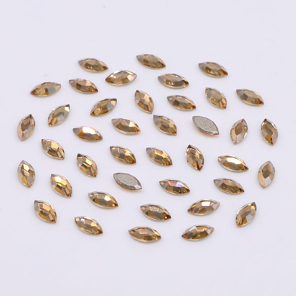 Navette Shape Multi Colors Small Size Glass Beveled Flat Back Fancy Rhinestones For Nail Art WholesaleRhinestone