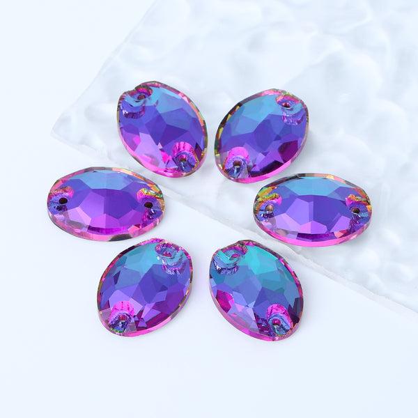 Heliotrope Oval Shape High Quality Glass Sew-on Rhinestones WholesaleRhinestone