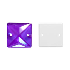 Electric Neon Violet Square Shape High Quality Glass Sew-on Rhinestones