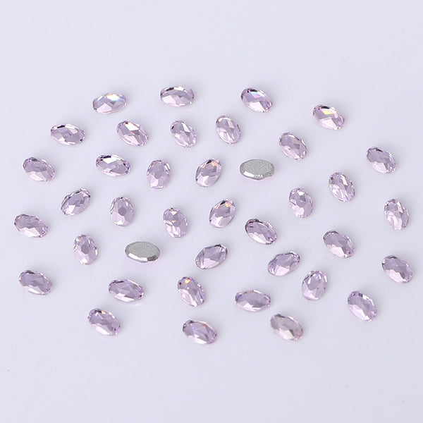 Oval Shape Multi Colors Small Size Glass Beveled Flat Back Fancy Rhinestones For Nail Art WholesaleRhinestone