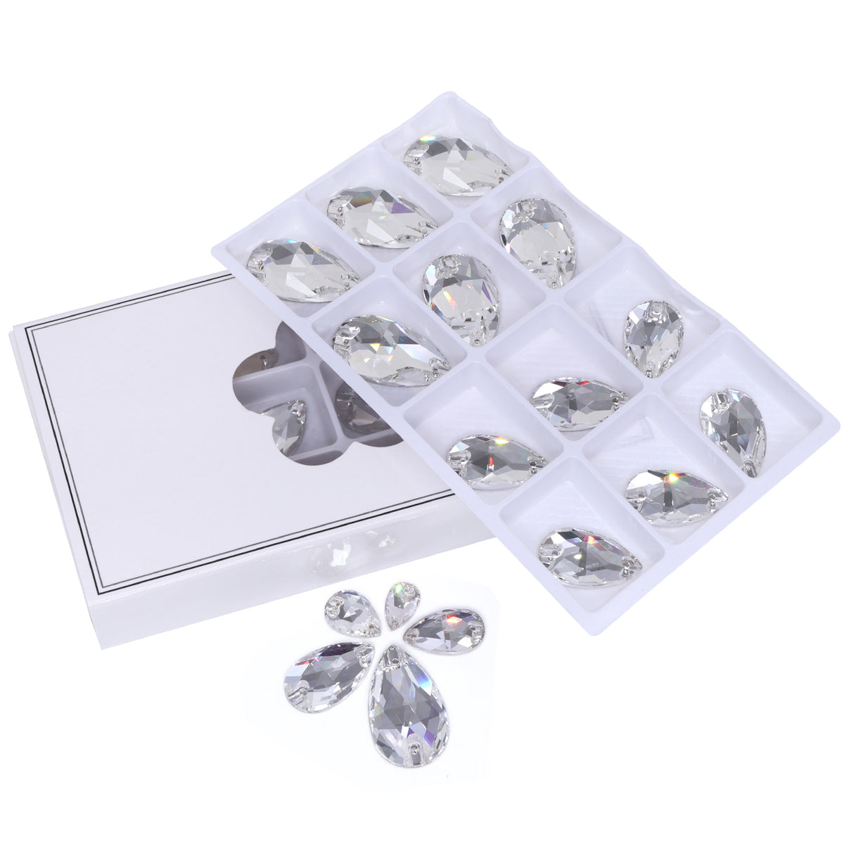 Mixed Sizes Crystal Drop Shape High Quality Glass Sew-on Rhinestones WholesaleRhinestone