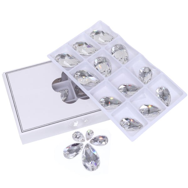 Mixed Sizes Crystal Drop Shape High Quality Glass Sew-on Rhinestones WholesaleRhinestone