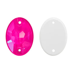 Electric Neon Fuchsia Oval Shape High Quality Glass Sew-on Rhinestones