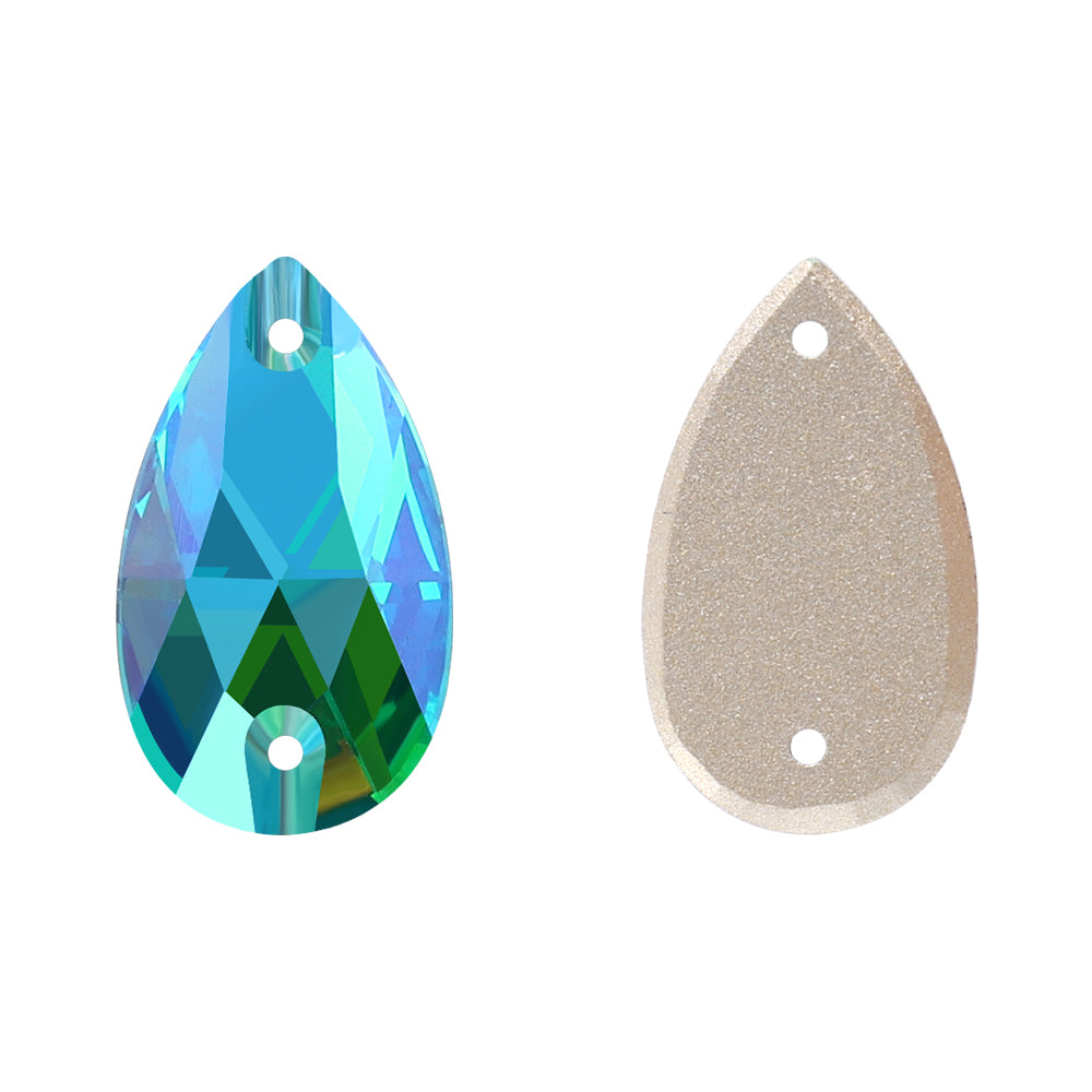 Aquamarine Shimmer Drop Shape High Quality Glass Sew-on Rhinestones WholesaleRhinestone Main image