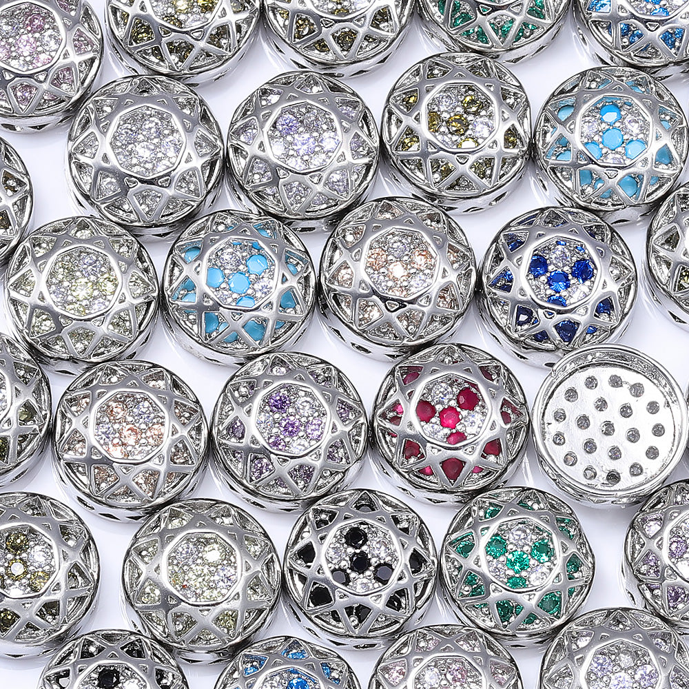 Round Shape Imitation Rhodium Plated High-Quality Sew-on Alloy Charms Inlaid Cubic Zirconia WholesaleRhinestone