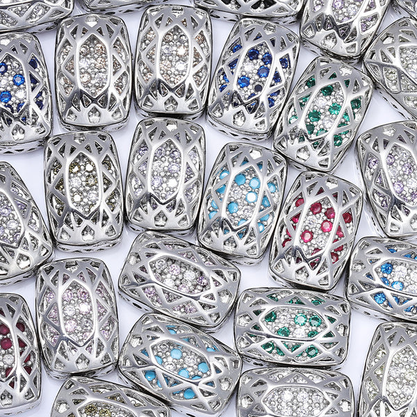 Cushion Rectangle Shape Imitation Rhodium Plated High-Quality Sew-on Alloy Charms Inlaid Cubic Zirconia WholesaleRhinestone