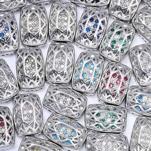 Cushion Rectangle Shape Imitation Rhodium Plated High-Quality Sew-on Alloy Charms Inlaid Cubic Zirconia