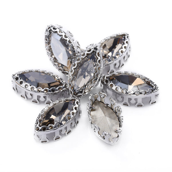 Satin Navette Shape High-Quality Glass Sew-on Nest Hollow Claw Rhinestones WholesaleRhinestone