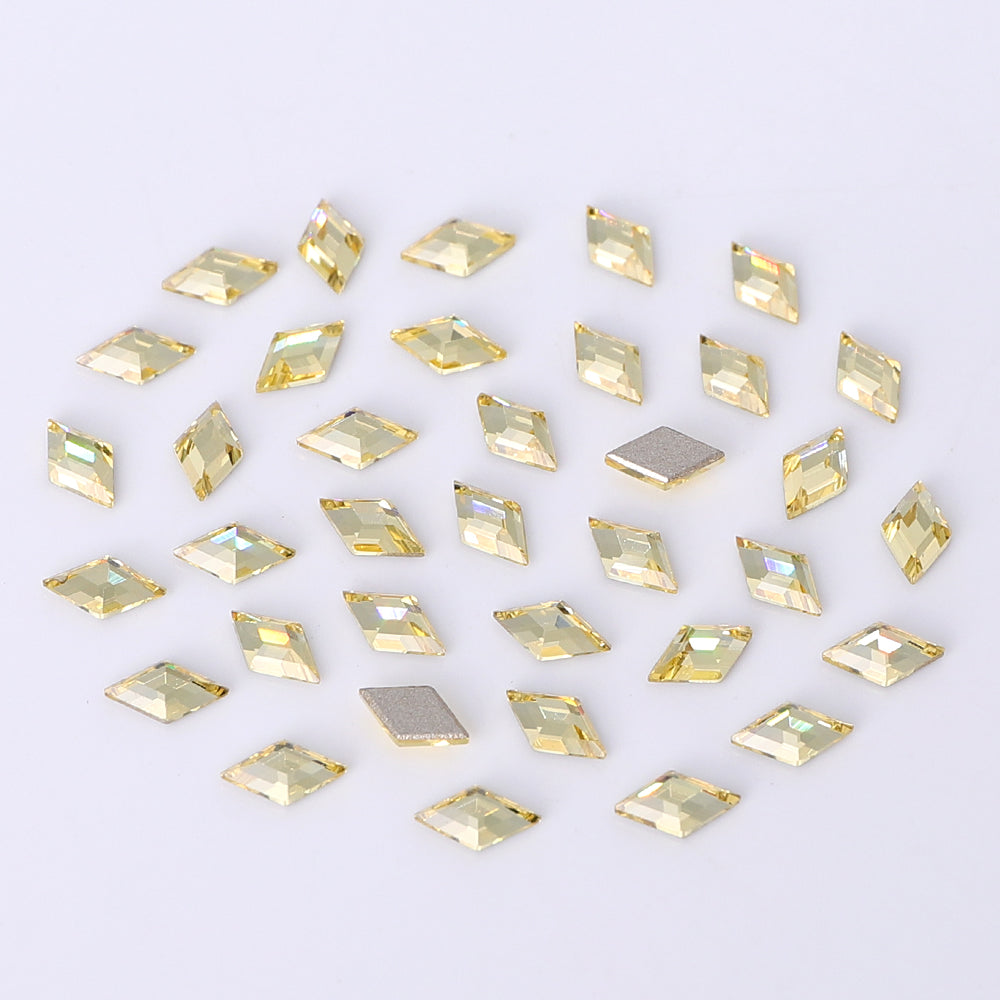 Rhombus Shape Multi Colors Small Size Glass Beveled Flat Back Fancy Rhinestones For Nail Art