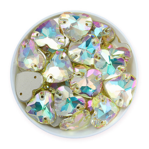 Crystal Phantom Heart Shape High Quality Glass Sew-on Rhinestones WholesaleRhinestone Główne zdjęcie produktu