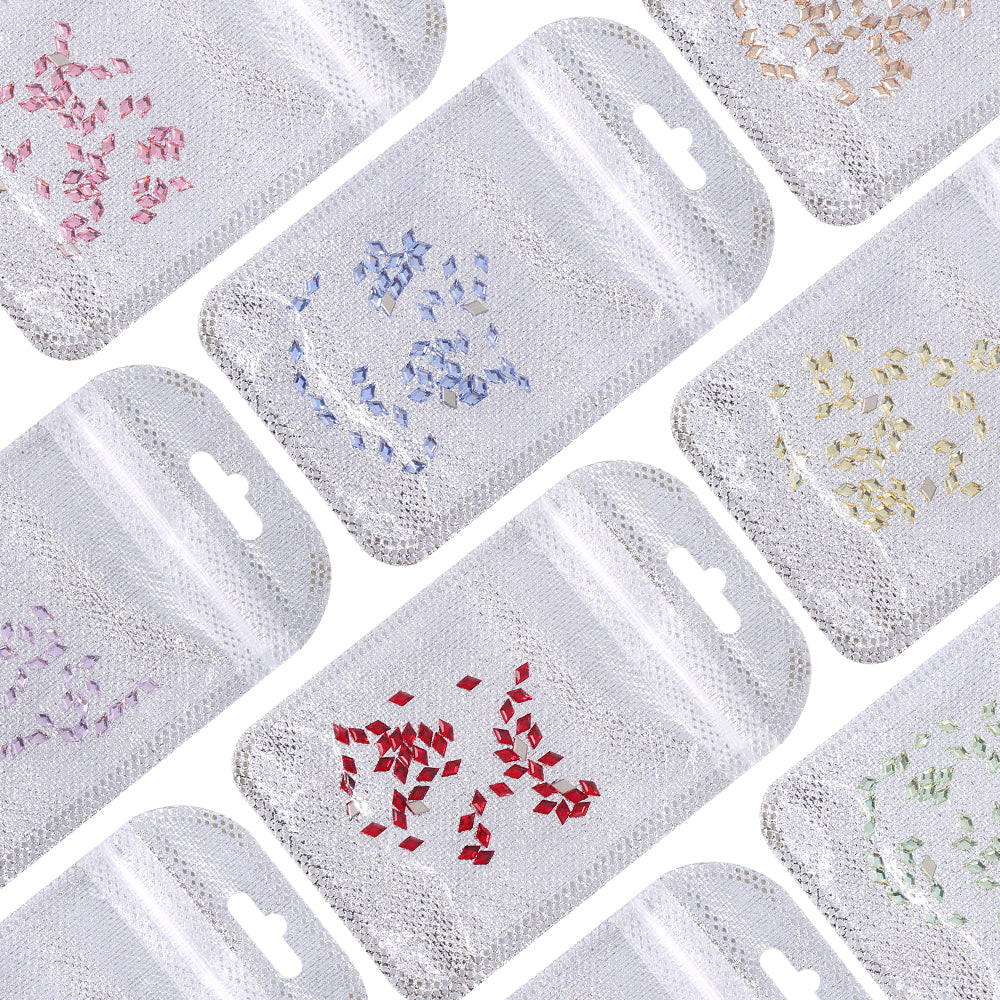 Rhombus Shape Multi Colors Small Size Glass Beveled Flat Back Fancy Rhinestones For Nail Art Secondary image