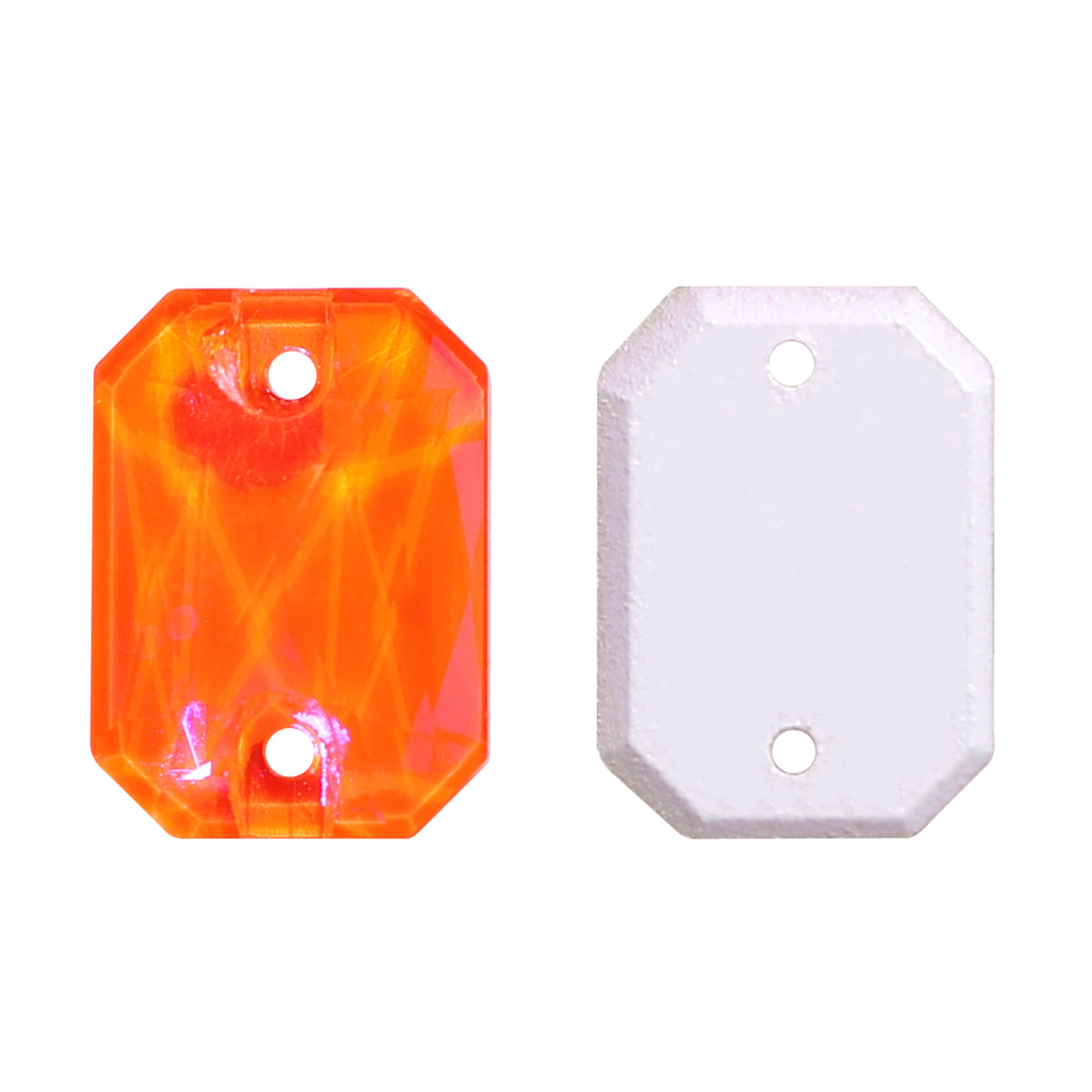 Electric Neon Orange Yellow Octagon Shape High Quality Glass Sew-on Rhinestones