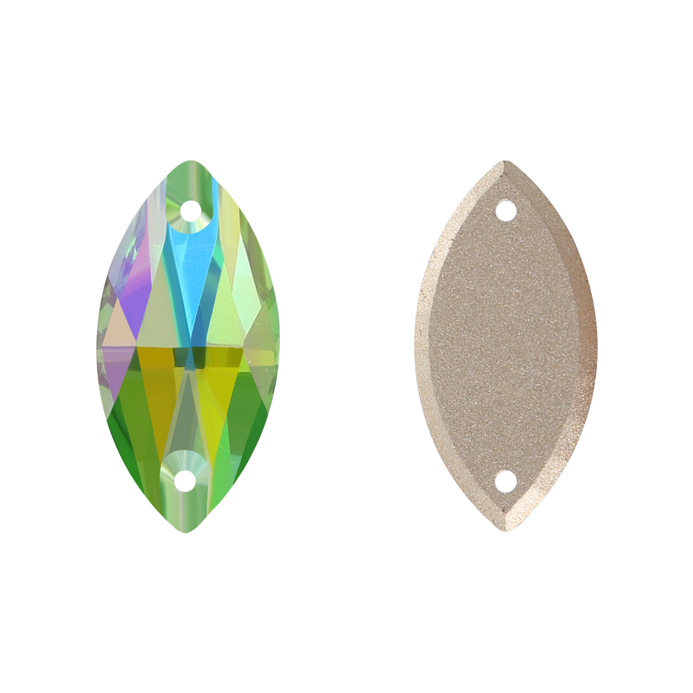 Peridot Shimmer Navette Shape High Quality Glass Sew-on Rhinestones WholesaleRhinestone