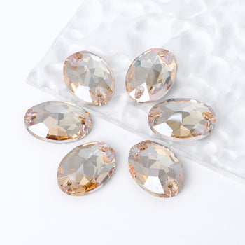 Golden Shadow Oval Shape High Quality Glass Sew-on Rhinestones WholesaleRhinestone