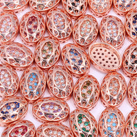 Oval Shape Rose Gold Plated High-Quality Sew-on Alloy Charms Inlaid Cubic Zirconia