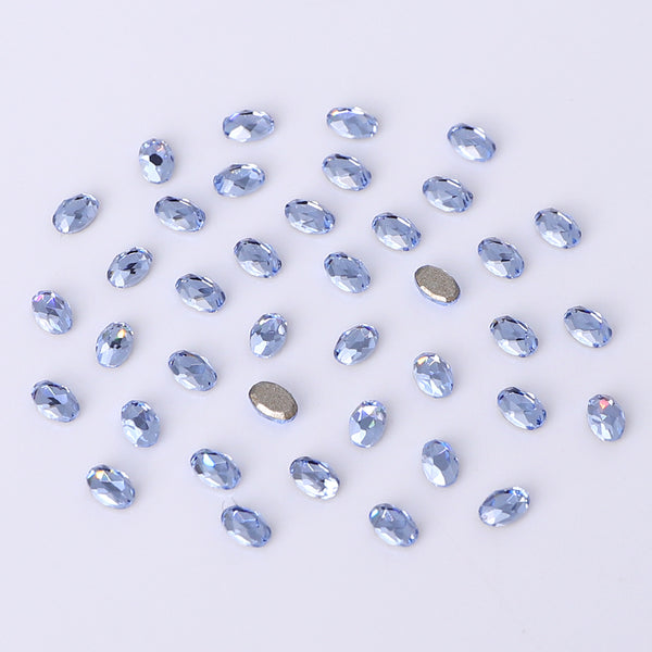 Oval Shape Multi Colors Small Size Glass Beveled Flat Back Fancy Rhinestones For Nail Art WholesaleRhinestone