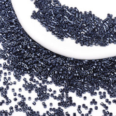 Metallic Dark Blue Luster Color Hight Quality Glass Cylinder Seed Beads 1.6 MM Size JS3003