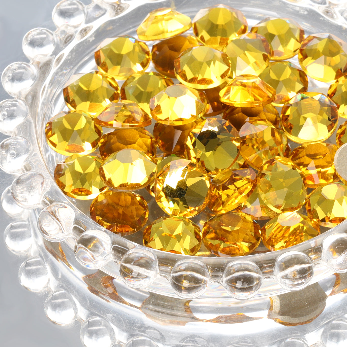 Light Topaz XIRIUS Round Shape High Quality Glass Beveled Flat Back Rhinestones WholesaleRhinestone
