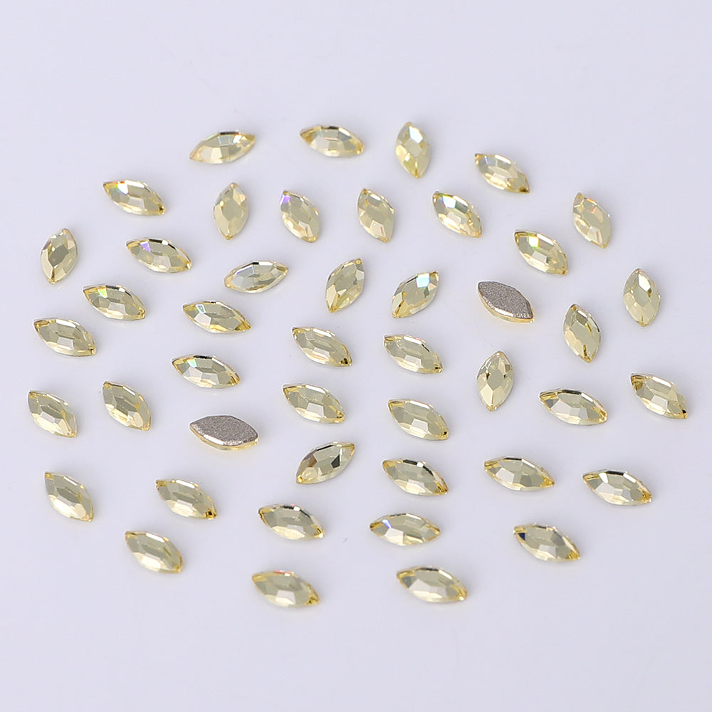 Navette Shape Multi Colors Small Size Glass Beveled Flat Back Fancy Rhinestones For Nail Art WholesaleRhinestone