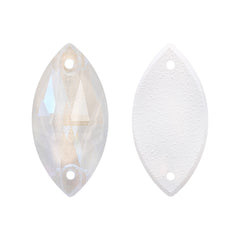 Electric Neon White Navette Shape High Quality Glass Sew-on Rhinestones