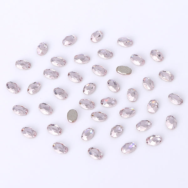 Oval Shape Multi Colors Small Size Glass Beveled Flat Back Fancy Rhinestones For Nail Art WholesaleRhinestone