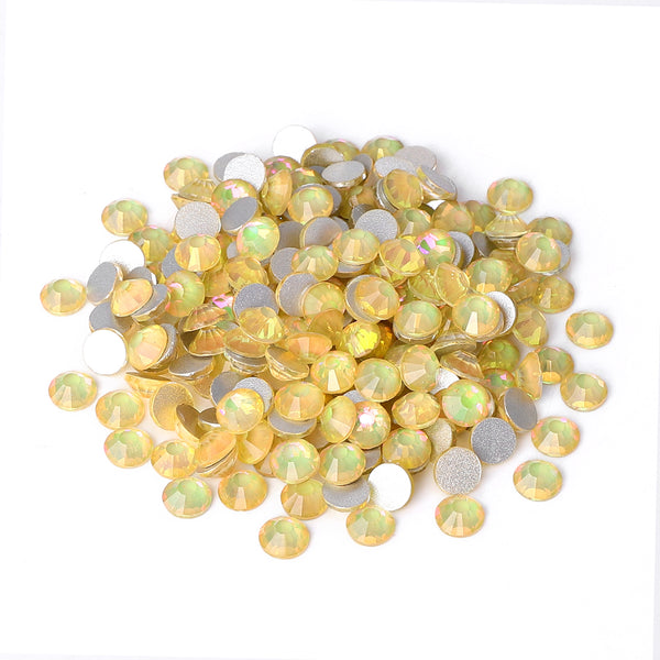 Flashing Desert Yellow Glass FlatBack Rhinestones Silver Back WholesaleRhinestone