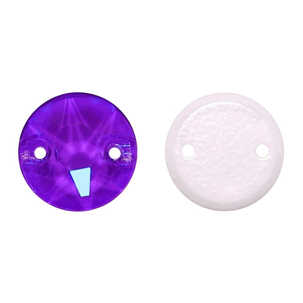 Electric Neon Violet XIRIUS Round Shape High Quality Glass Sew-on Rhinestones