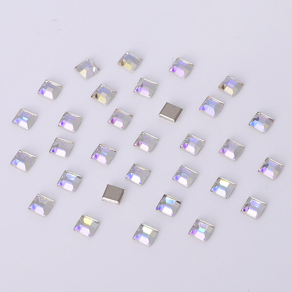 Square Shape Multi Colors Small Size Glass Beveled Flat Back Fancy Rhinestones For Nail Art WholesaleRhinestone