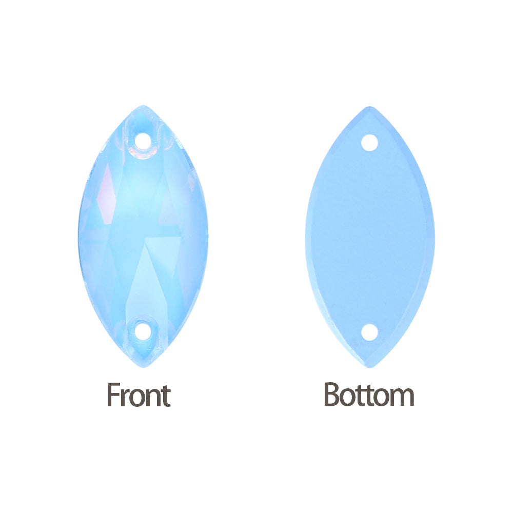 Light Sapphire AM Navette Shape High Quality Glass Sew-on Rhinestones WholesaleRhinestone