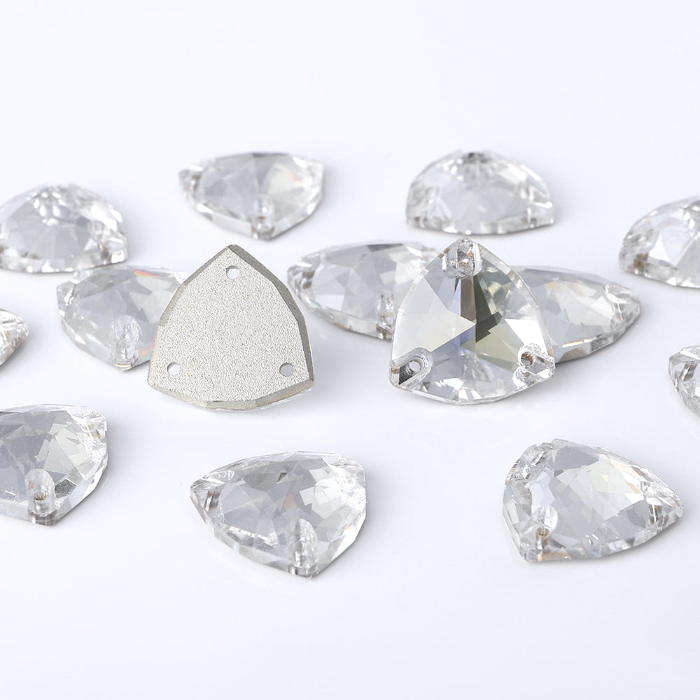 Silver Shade Trilliant Shape High Quality Glass Sew-on Rhinestones