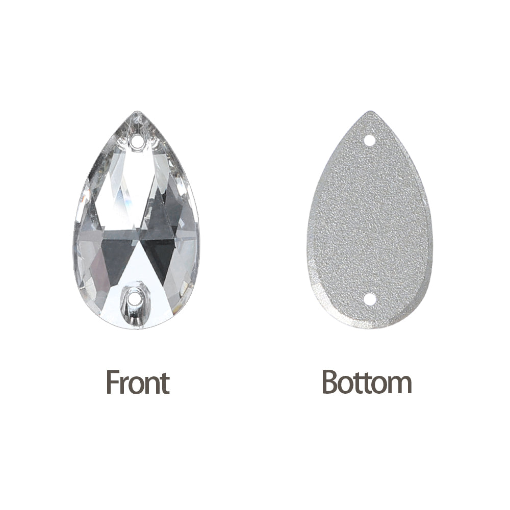 Silver Shade Drop Shape High Quality Glass Sew-on Rhinestones