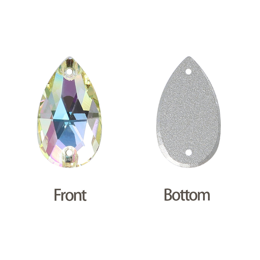 Luminous Green Drop Shape High Quality Glass Sew-on Rhinestones