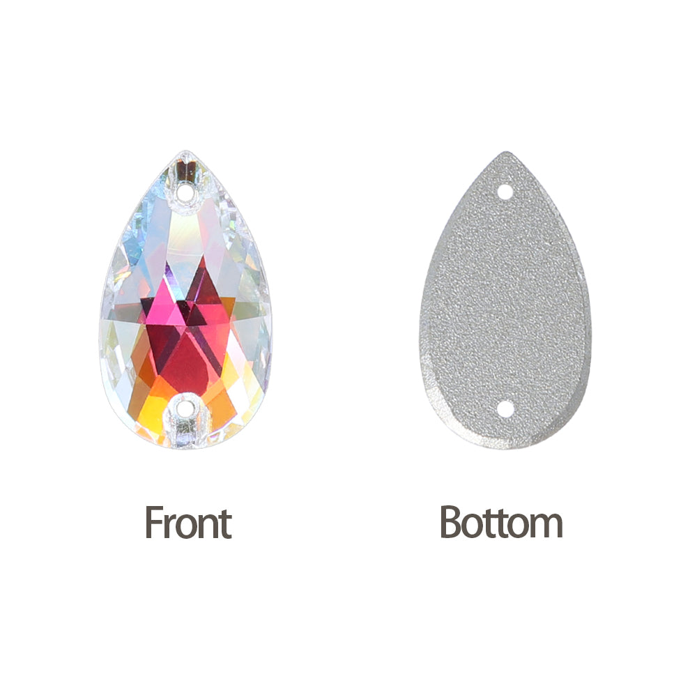 Light Crystal AB Drop Shape High Quality Glass Sew-on Rhinestones