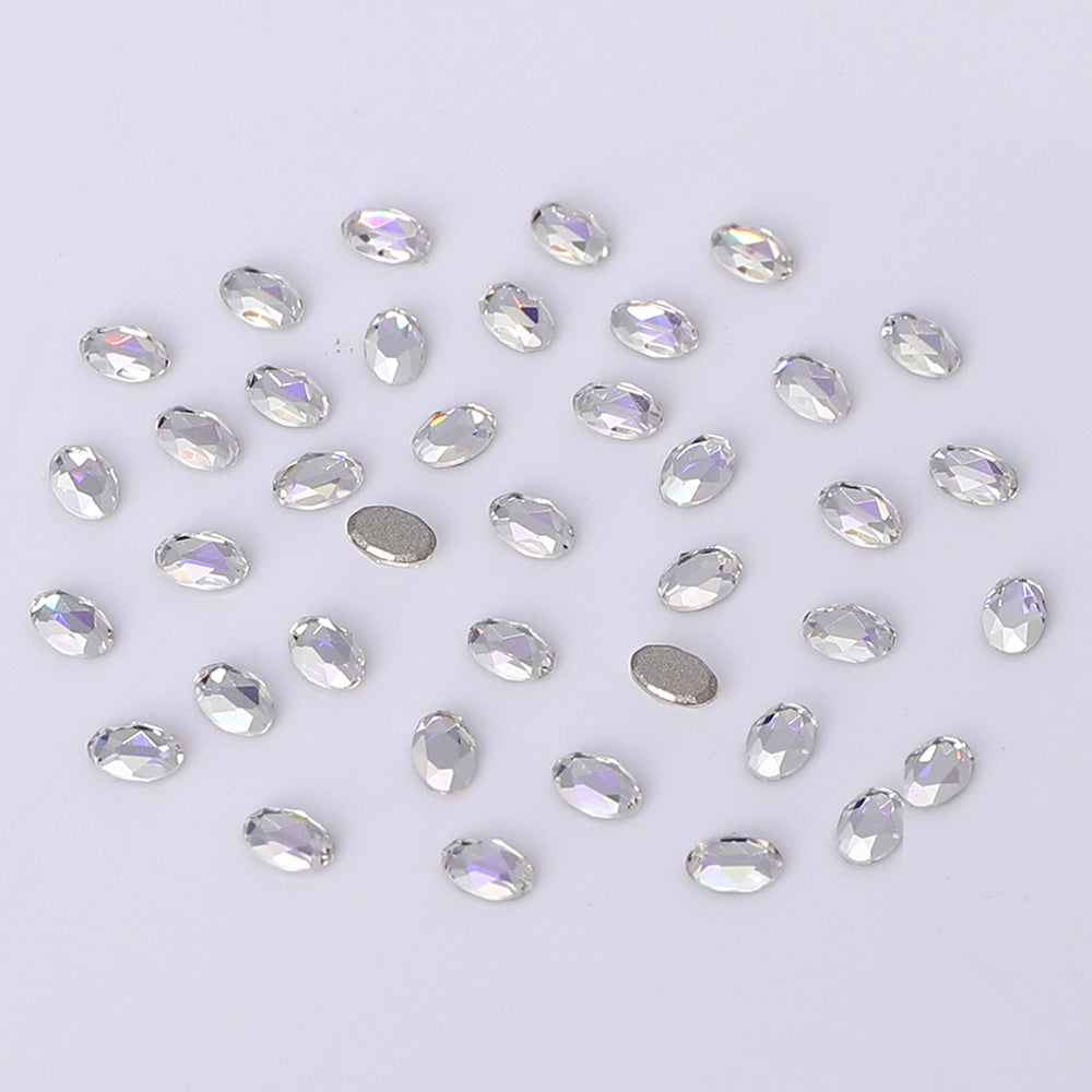 Oval Shape Multi Colors Small Size Glass Beveled Flat Back Fancy Rhinestones For Nail Art WholesaleRhinestone