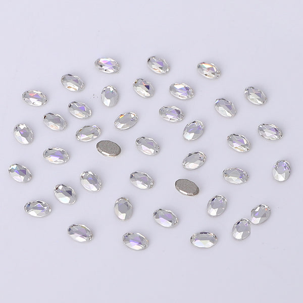 Oval Shape Multi Colors Small Size Glass Beveled Flat Back Fancy Rhinestones For Nail Art WholesaleRhinestone