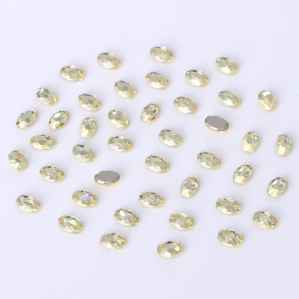 Oval Shape Multi Colors Small Size Glass Beveled Flat Back Fancy Rhinestones For Nail Art WholesaleRhinestone