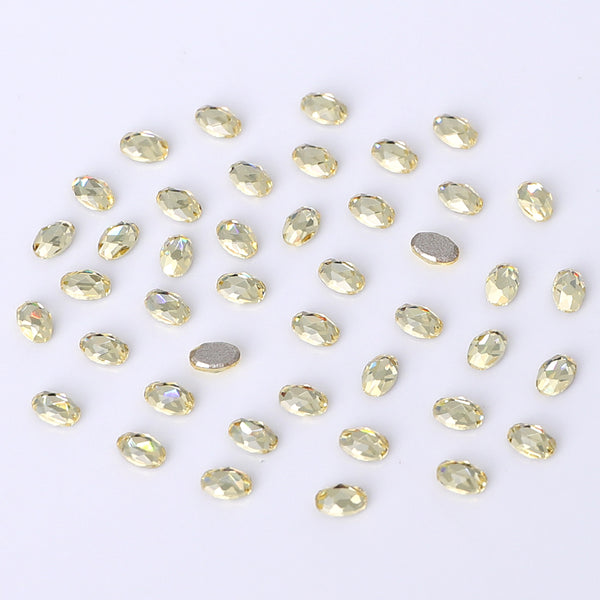 Oval Shape Multi Colors Small Size Glass Beveled Flat Back Fancy Rhinestones For Nail Art WholesaleRhinestone