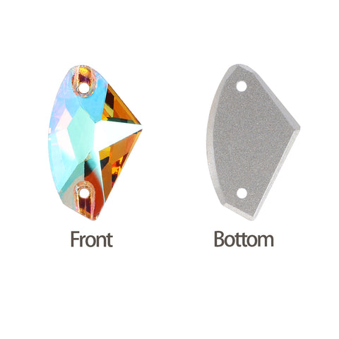 Iridescent Green Galactic Shape High Quality Glass Sew-on Rhinestones