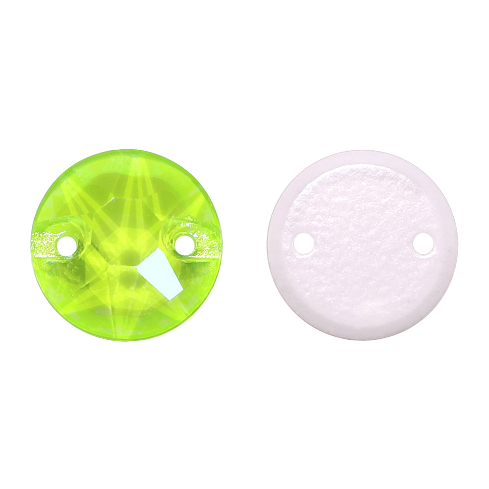 Electric Neon Jonquil XIRIUS Round Shape High Quality Glass Sew-on Rhinestones