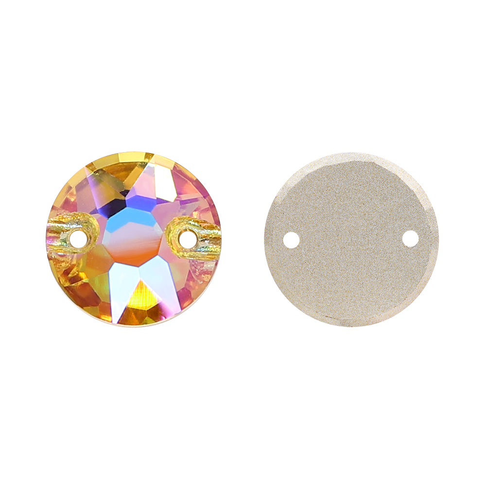 Light Topaz Shimmer XIRIUS Round Shape High Quality Glass Sew-on Rhinestones WholesaleRhinestone Imagen principal del producto