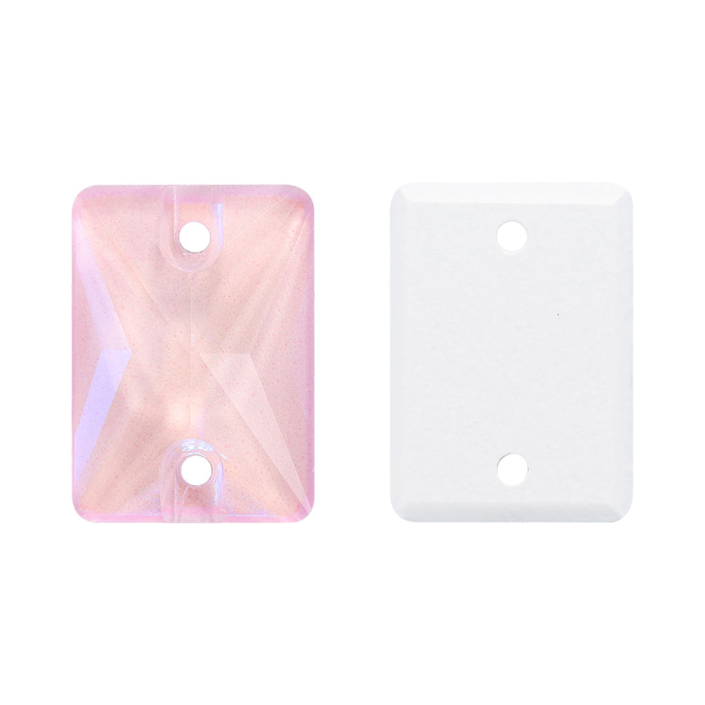 Electric Neon Light Rose Rectangle Shape High Quality Glass Sew-on Rhinestones