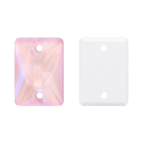 Electric Neon Light Rose Rectangle Shape High Quality Glass Sew-on Rhinestones