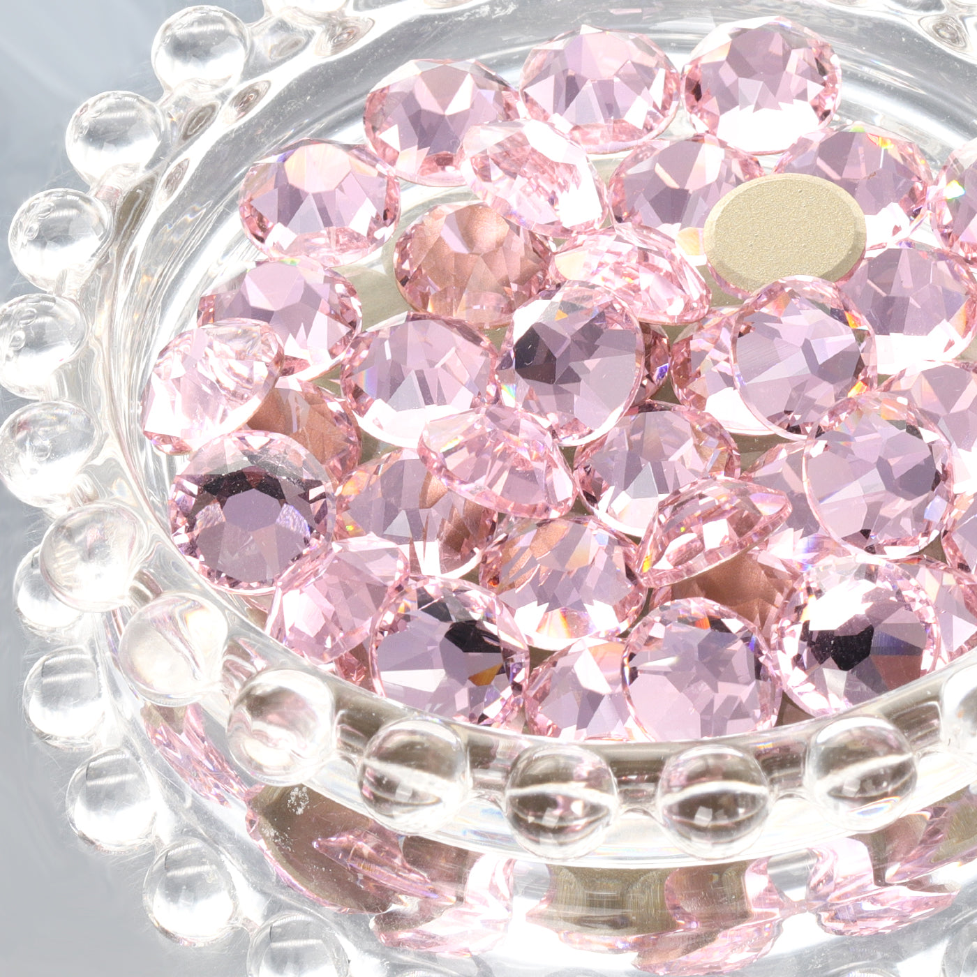 Light Rose XIRIUS Round Shape High Quality Glass Beveled Flat Back Rhinestones WholesaleRhinestone