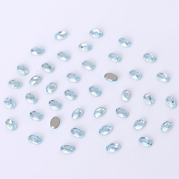 Oval Shape Multi Colors Small Size Glass Beveled Flat Back Fancy Rhinestones For Nail Art WholesaleRhinestone