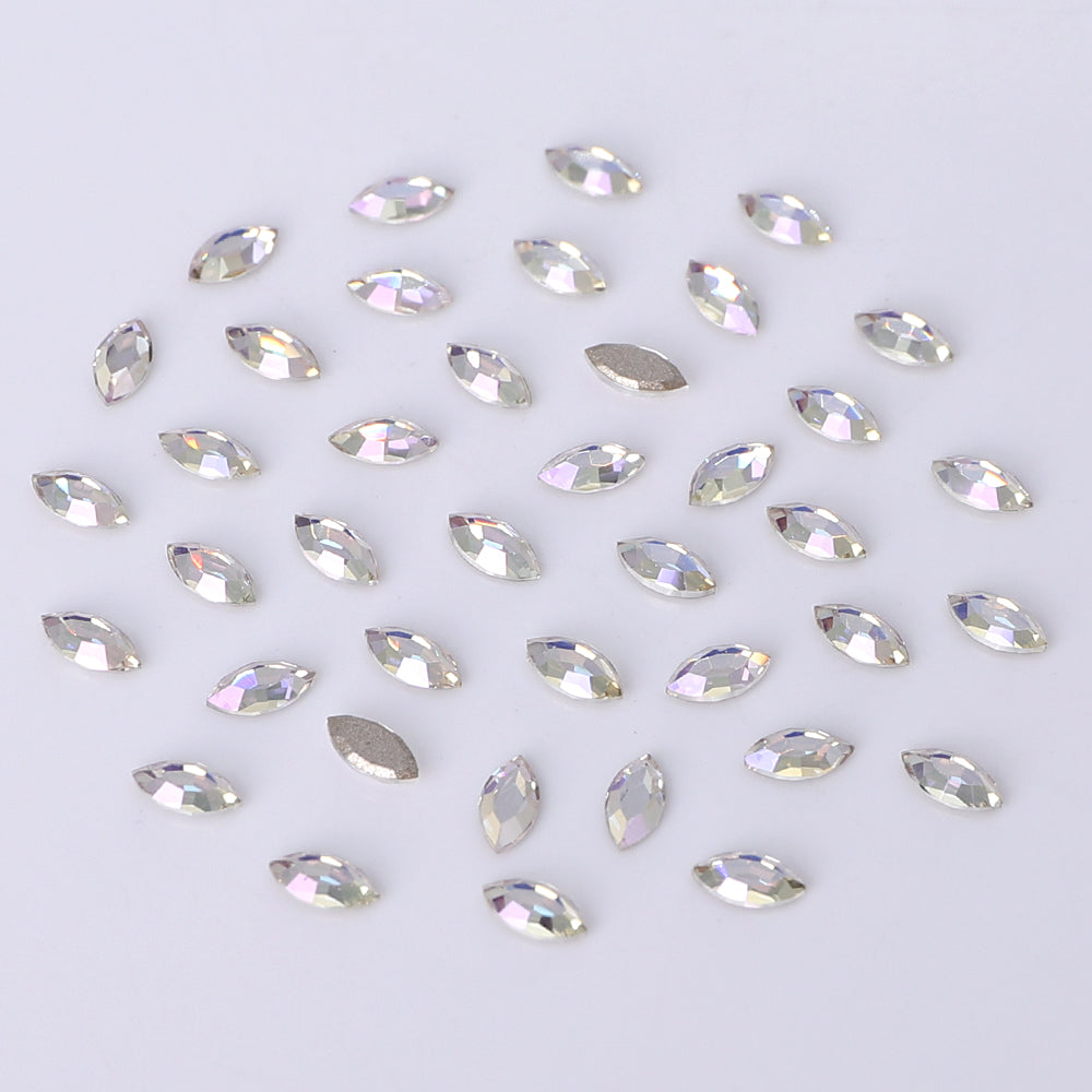 Navette Shape Multi Colors Small Size Glass Beveled Flat Back Fancy Rhinestones For Nail Art WholesaleRhinestone