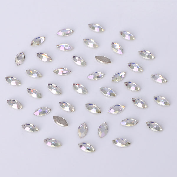 Navette Shape Multi Colors Small Size Glass Beveled Flat Back Fancy Rhinestones For Nail Art WholesaleRhinestone