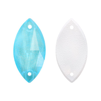 Electric Neon Aquamarine Navette Shape High Quality Glass Sew-on Rhinestones WholesaleRhinestone