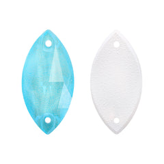 Electric Neon Aquamarine Navette Shape High Quality Glass Sew-on Rhinestones