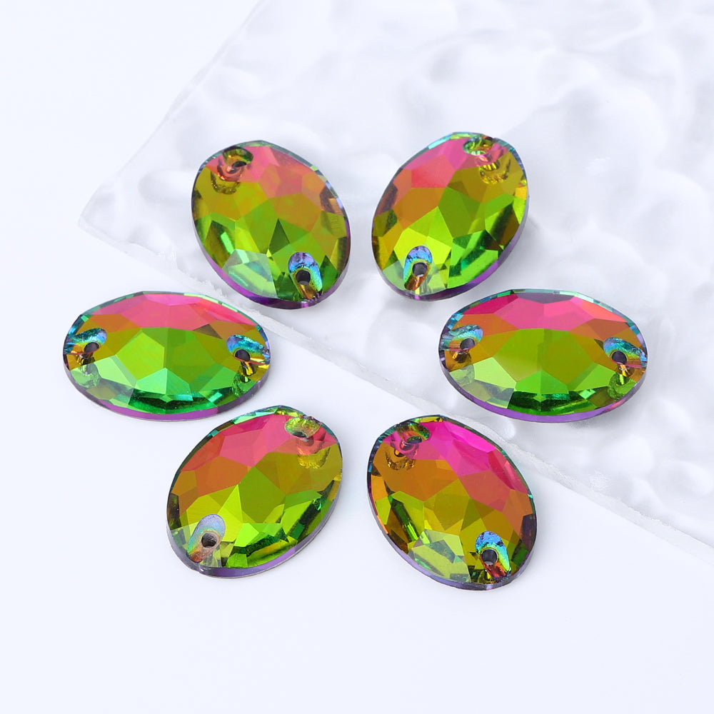 Vitrail Medium Oval Shape High Quality Glass Sew-on Rhinestones WholesaleRhinestone